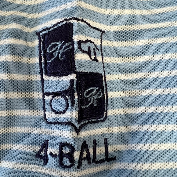 Peter Millar Summer Comfort Golf Polo Blue White Striped Embroidered Logo Large - Picture 3 of 9